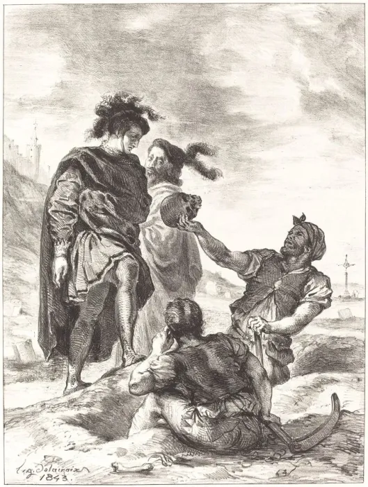 Framed Print : Hamlet and Horatio before the Gravediggers (Act V, Scene I), 1843 Framed Print : Hamlet and Horatio before the Gravediggers (Act V, Scene I), 1843
