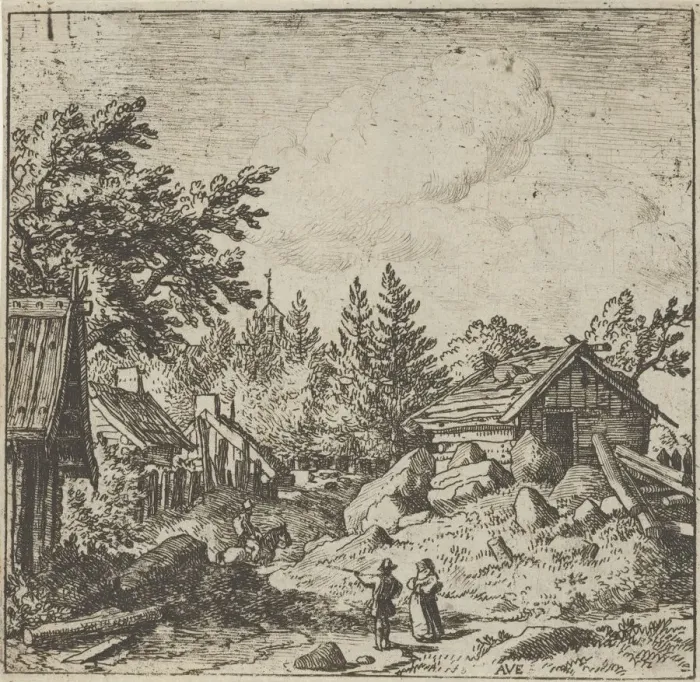Framed Print : The Hamlet on the Montainous Ground, 17th century. Creator: Allart van Everdingen Framed Print : The Hamlet on the Montainous Ground, 17th century. Creator: Allart van Everdingen