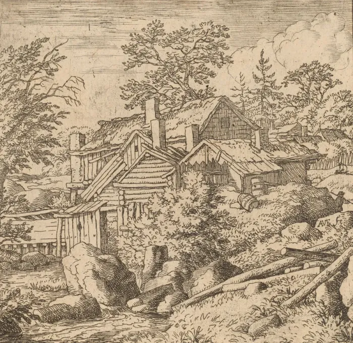 Framed Print : Hamlet on a Mountain Side, probably c. 1645 / 1656. Creator: Allart van Everdingen Framed Print : Hamlet on a Mountain Side, probably c. 1645 / 1656. Creator: Allart van Everdingen