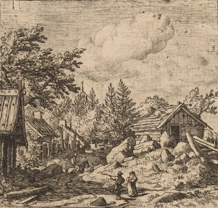 Framed Print : Hamlet on Mountainous Ground, probably c. 1645 / 1656. Creator: Allart van Everdingen Framed Print : Hamlet on Mountainous Ground, probably c. 1645 / 1656. Creator: Allart van Everdingen
