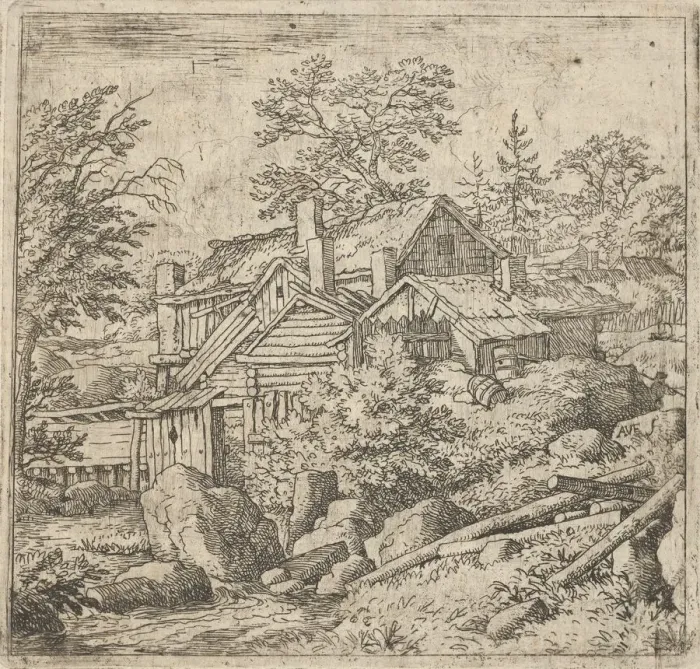 Framed Print : The Hamlet on the Mountainside, 17th century. Creator: Allart van Everdingen Framed Print : The Hamlet on the Mountainside, 17th century. Creator: Allart van Everdingen