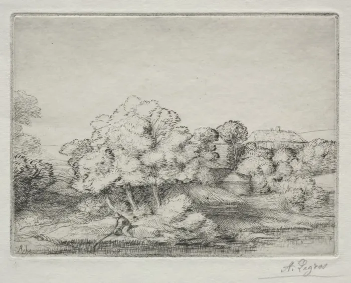 Framed Print : Hamlet near the Lake (Hameau pres du Lac). Creator: Alphonse Legros (French, 1837-1911) Framed Print : Hamlet near the Lake (Hameau pres du Lac). Creator: Alphonse Legros (French, 1837-1911)
