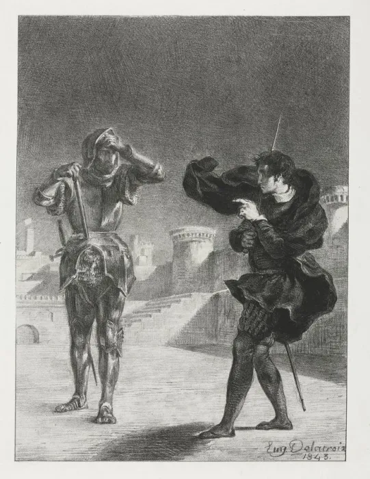 Framed Print : Hamlet: The Phantom on the Terrace, 1843. Creator: Eugene Delacroix (French, 1798-1863) Framed Print : Hamlet: The Phantom on the Terrace, 1843. Creator: Eugene Delacroix (French, 1798-1863)