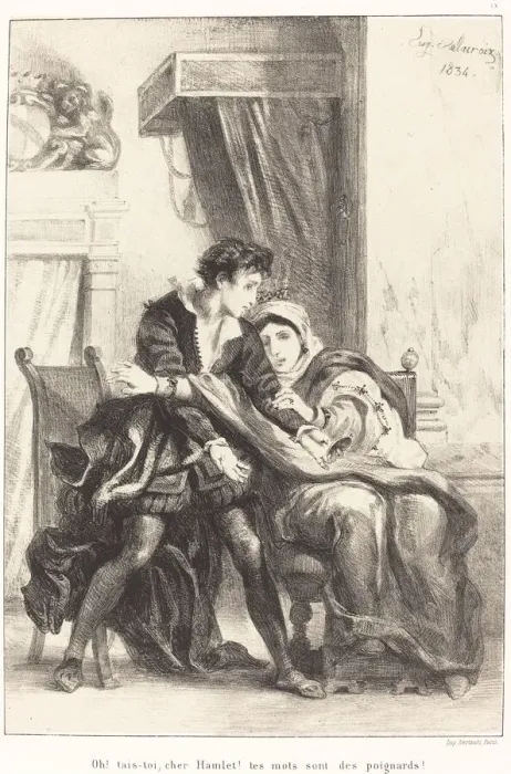 Framed Print : Hamlet and the Queen (Act III, Scene IV), 1834. Creator: Eugene Delacroix Framed Print : Hamlet and the Queen (Act III, Scene IV), 1834. Creator: Eugene Delacroix