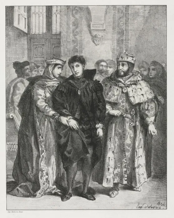 Framed Print : Hamlet: The Queen Endeavors to Console Hamlet, 1834. Creator: Eugene Delacroix (French Framed Print : Hamlet: The Queen Endeavors to Console Hamlet, 1834. Creator: Eugene Delacroix (French