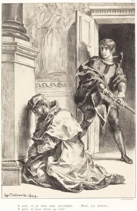Framed Print : Hamlet is Tempted to Kill the King (Act III, Scene III), 1834 / 1843 Framed Print : Hamlet is Tempted to Kill the King (Act III, Scene III), 1834 / 1843