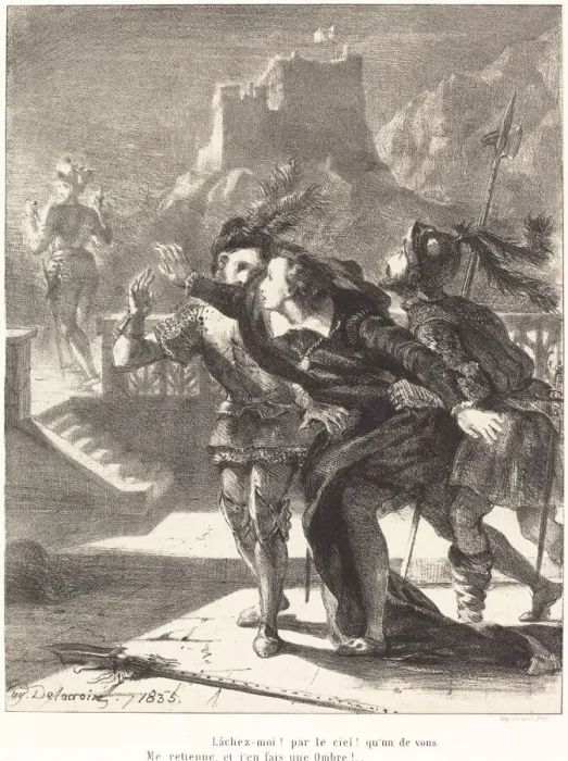 Framed Print : Hamlet Wishes to Follow the Ghost of his Father (Act I, Scene IV), 1835 Framed Print : Hamlet Wishes to Follow the Ghost of his Father (Act I, Scene IV), 1835