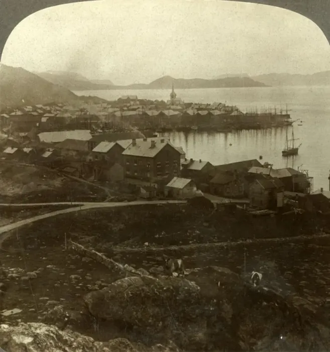 Framed Print : Hammerfest. The worlds northernmost town - no sunset from May 13 to July 29, Norway, c1905 Framed Print : Hammerfest. The worlds northernmost town - no sunset from May 13 to July 29, Norway, c1905