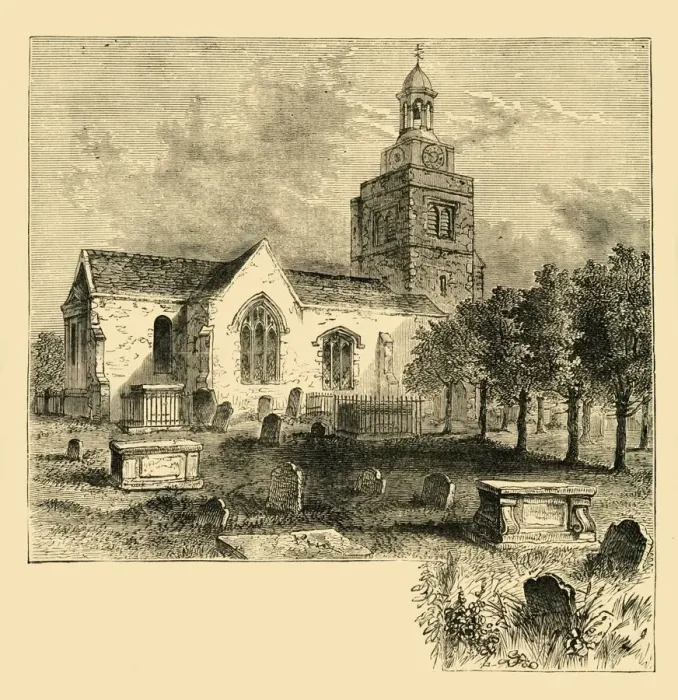 Framed Print : Hammersmith Parish Church, in 1820, (c1878). Creator: Unknown Framed Print : Hammersmith Parish Church, in 1820, (c1878). Creator: Unknown