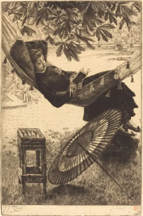 Framed Print : The Hammock (Le hamac), 1880. Creator: James Tissot Framed Print : The Hammock (Le hamac), 1880. Creator: James Tissot