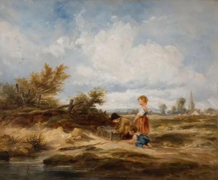 Framed Print : Hampstead Heath - The Bird Trap, 1845. Creator: William James Muller Framed Print : Hampstead Heath - The Bird Trap, 1845. Creator: William James Muller