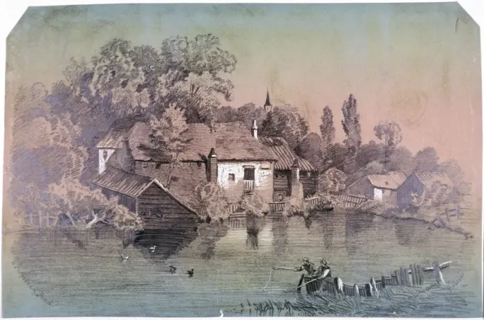 Framed Print : Hampstead Heath, Hampstead, London, c1850. Artist: F Hodges Framed Print : Hampstead Heath, Hampstead, London, c1850. Artist: F Hodges