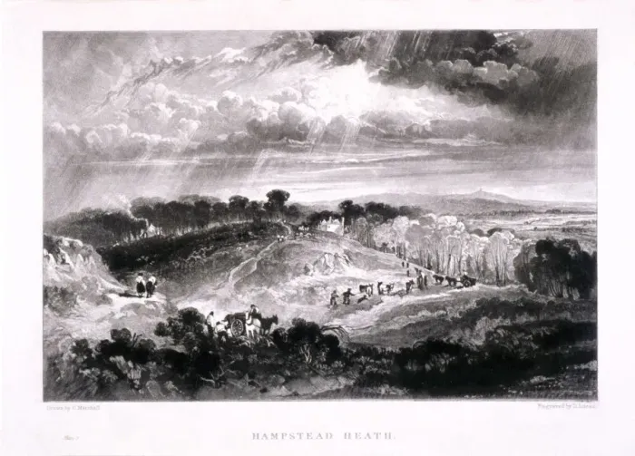 Framed Print : Hampstead Heath, Hampstead, London, 1832. Artist: David Lucas Framed Print : Hampstead Heath, Hampstead, London, 1832. Artist: David Lucas