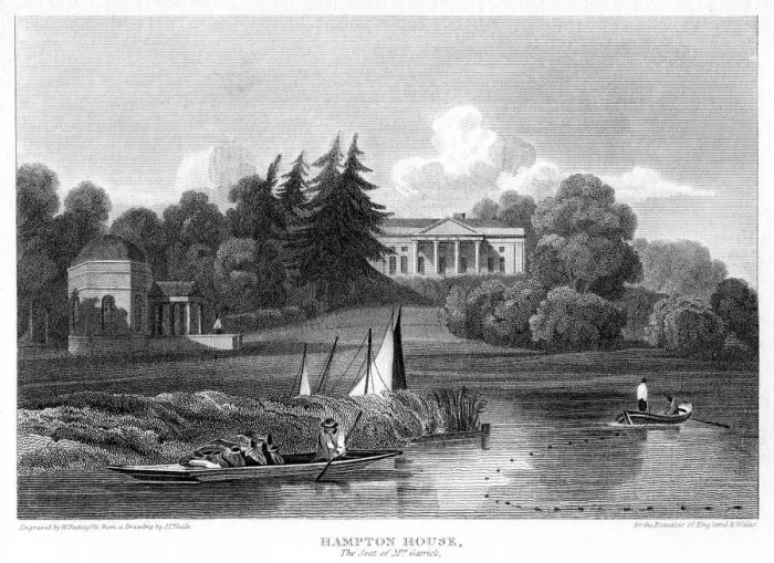 Framed Print : Hampton House, the seat of Mr Garrick, Hampton, Richmond upon Thames, London, 1815. Artist: William Radclyffe