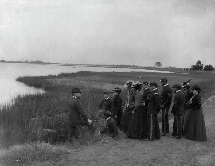 Framed Print : Hampton Institute, Hampton, Va. ca. 1898 - field trip to marsh - studying soil...1899 or 1900. Creator: Frances Benjamin Johnston