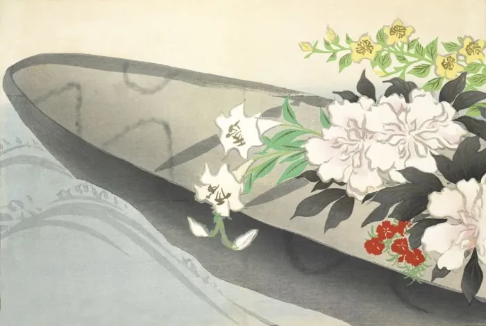 Framed Print : Hana-Bune, from Momoyo-gusa (The World of Things) Vol III, pub Framed Print : Hana-Bune, from Momoyo-gusa (The World of Things) Vol III, pub
