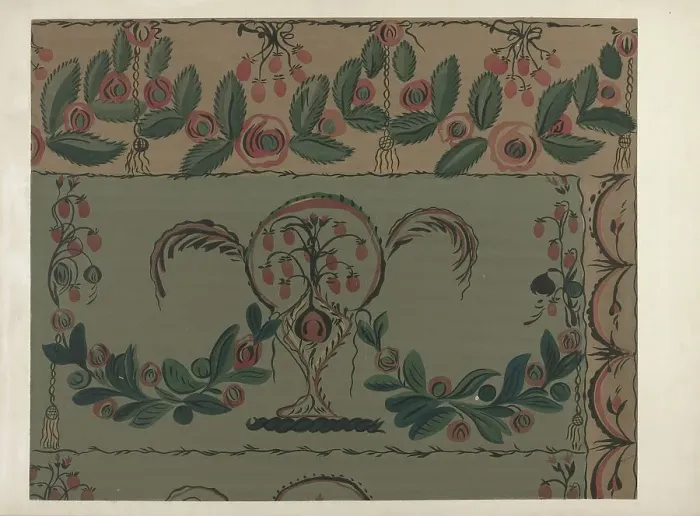 Framed Print : Hand Painted Wall (Detail), c. 1939. Creator: Martin Partyka Framed Print : Hand Painted Wall (Detail), c. 1939. Creator: Martin Partyka