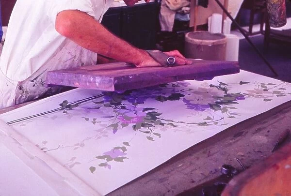 Hand-Printing of Wallpaper (Sandersons, London), 20th century. Artist: Sandersons
