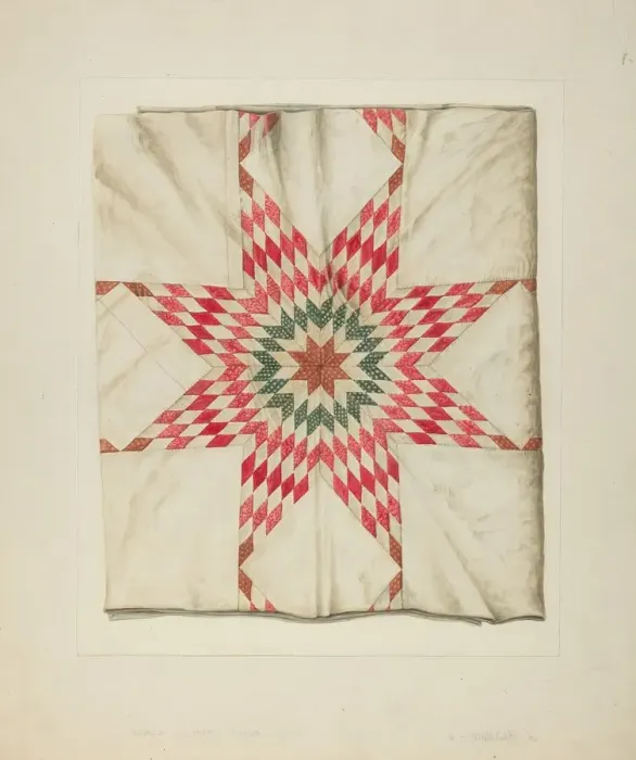 Framed Print : Hand Made Quilt, c. 1938. Creator: Wilford H. Shurtliff Framed Print : Hand Made Quilt, c. 1938. Creator: Wilford H. Shurtliff