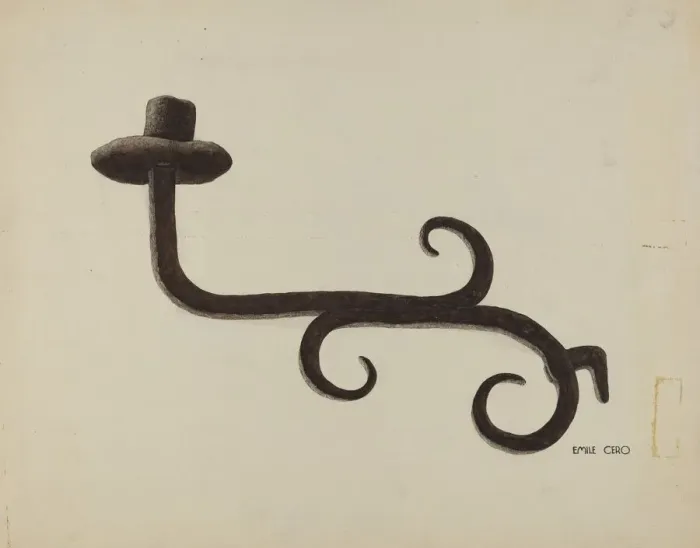 Framed Print : Hand Wrought Iron Candlestick, c. 1938. Creator: Emile Cero