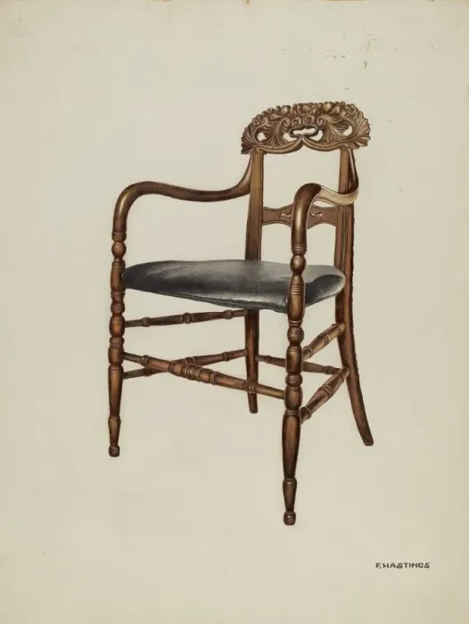 Framed Print : Handcarved Chair, 1937. Creator: Florence Hastings Framed Print : Handcarved Chair, 1937. Creator: Florence Hastings
