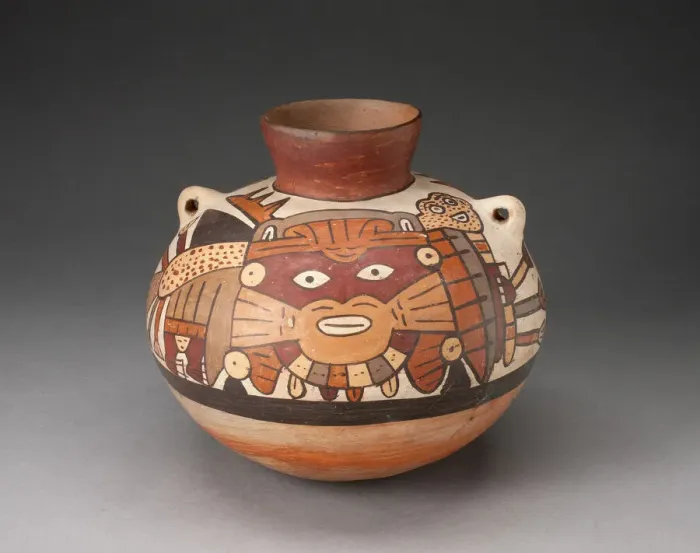 Framed Print : Handeled Jar Depicting Costumed Ritual Performer with Weapons, 180 B. C. / A. D. 500 Framed Print : Handeled Jar Depicting Costumed Ritual Performer with Weapons, 180 B. C. / A. D. 500