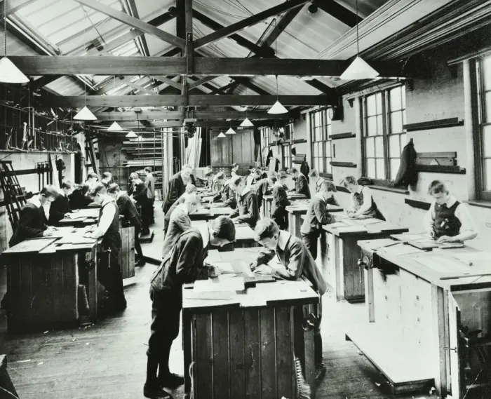 Framed Print : Handicraft lesson, Hackney Downs School, London, 1911 Framed Print : Handicraft lesson, Hackney Downs School, London, 1911