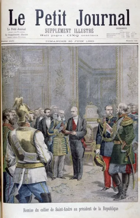 Framed Print : Handing-over of the collier de Saint Andre to the President of the Republic, 1895. Artist: Henri Meyer Framed Print : Handing-over of the collier de Saint Andre to the President of the Republic, 1895. Artist: Henri Meyer