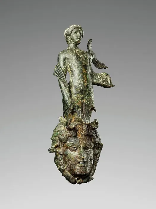 Framed Print : Handle Formed as the Figure of a Tritoness over a Triton Mask, late 1st cent B.C.-early 1st cent A.D Creator: Unknown Framed Print : Handle Formed as the Figure of a Tritoness over a Triton Mask, late 1st cent B.C.-early 1st cent A.D Creator: Unknown
