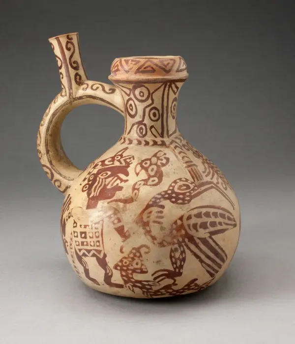 Framed Print : Handle Spout Jar with Fineline Bird Hunt Motifs, 100 B. C. / A. D. 500. Creator: Unknown Framed Print : Handle Spout Jar with Fineline Bird Hunt Motifs, 100 B. C. / A. D. 500. Creator: Unknown