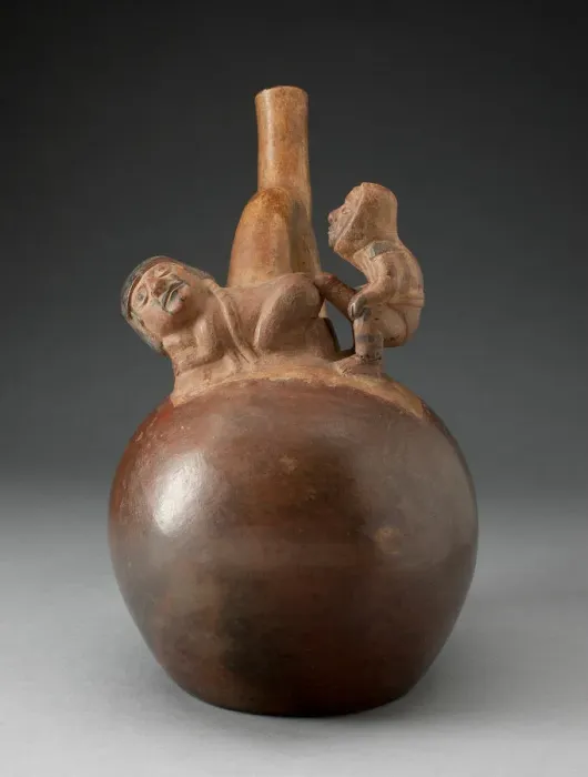 Framed Print : Handle Spout Vessel Depicting an Erotic Scene, 100 B. C. / A. D. 500. Creator: Unknown Framed Print : Handle Spout Vessel Depicting an Erotic Scene, 100 B. C. / A. D. 500. Creator: Unknown