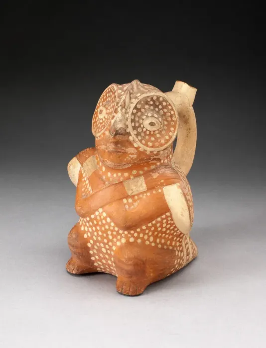 Framed Print : Handle Spout Vessel in the Form of a Anthropomorphic Owl with Arms Crossed over Framed Print : Handle Spout Vessel in the Form of a Anthropomorphic Owl with Arms Crossed over