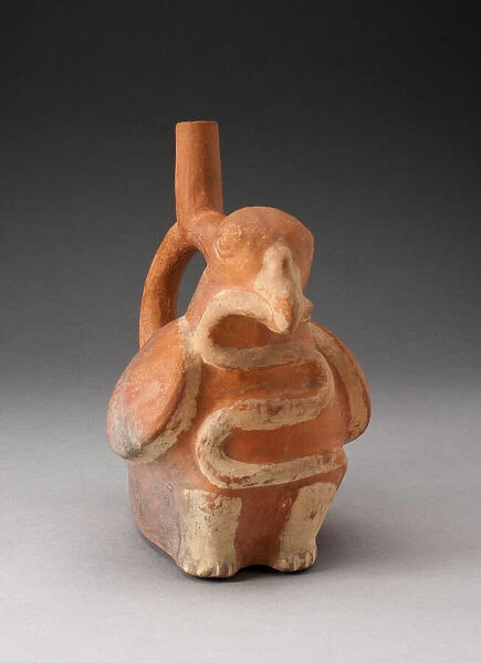 Handle Spout Vessel in Form of a Bird Eating a Snake, 100 B. C.  /  A. D. 500. Creator: Unknown