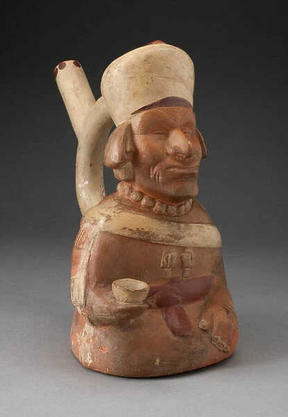 Handle Spout Vessel in the Form of Blind Man Holding a Cup, 100 B. C.  /  A. D. 500