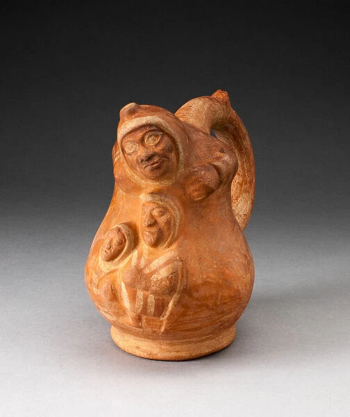 Handle Spout Vessel in the Form of a Composite Scene Depicting Three Figures, 100 B. C.  /  A