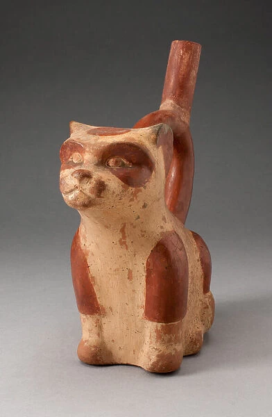 Handle Spout Vessel in Form of a Feline, 100 B. C.  /  A. D. 500. Creator: Unknown