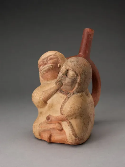 Framed Print : Handle Spout Vessel in Form of a Female and Skeletal Figure in an Erotic Embrace, 100 B. C Framed Print : Handle Spout Vessel in Form of a Female and Skeletal Figure in an Erotic Embrace, 100 B. C