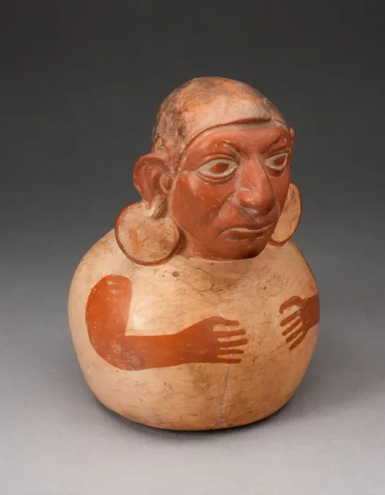 Framed Print : Handle Spout Vessel in the Form of a Figure with Modeled Head, Spout Missing, 100 B. C. / A Framed Print : Handle Spout Vessel in the Form of a Figure with Modeled Head, Spout Missing, 100 B. C. / A