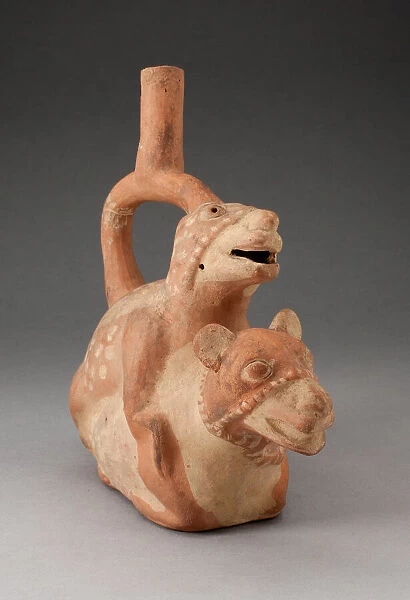 Handle Spout Vessel in Form of Mating Llamas, 100 B. C.  /  A. D. 500. Creator: Unknown