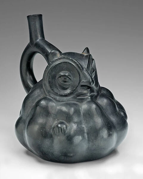 Handle Spout Vessel in the Form of an Owl with a Gourd-Like Body, 100 B. C.  /  A. D. 500