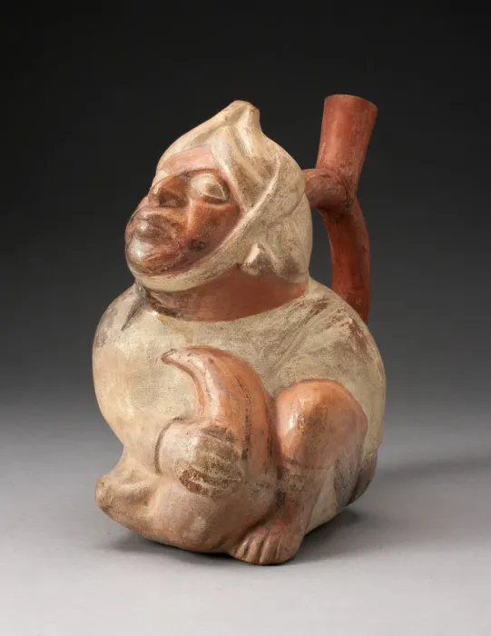 Framed Print : Handle Spout Vessel in the Form of a Seated Man, 100 B. C. / A. D. 500. Creator: Unknown Framed Print : Handle Spout Vessel in the Form of a Seated Man, 100 B. C. / A. D. 500. Creator: Unknown