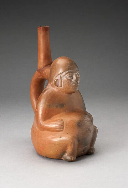Handle Spout Vessel in the Form of a Seated Pregnant Woman, 100 B. C.  /  A. D. 500