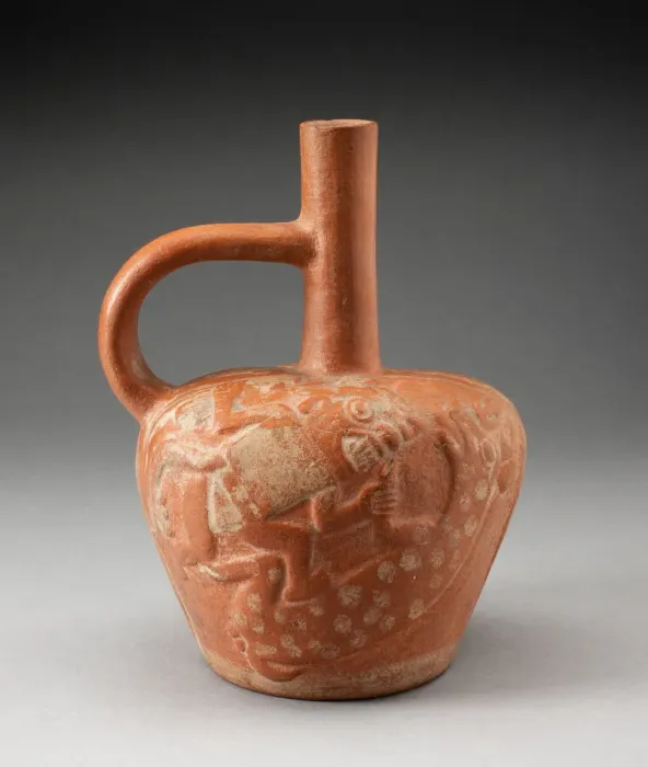Framed Print : Handle Spout Vessel with Raised Deer Hunt Motifs, 100 B. C. / A. D. 500. Creator: Unknown Framed Print : Handle Spout Vessel with Raised Deer Hunt Motifs, 100 B. C. / A. D. 500. Creator: Unknown