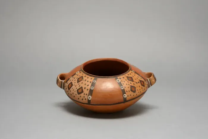 Framed Print : Handled Bowl with Panels of Geometric Motifs, c. A. D. 500 / 700. Creator: Unknown Framed Print : Handled Bowl with Panels of Geometric Motifs, c. A. D. 500 / 700. Creator: Unknown