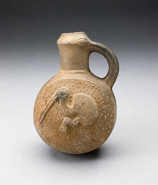 Handled Brownware Jug with Bird Impressed on Side, A. D. 1000  /  1400. Creator: Unknown