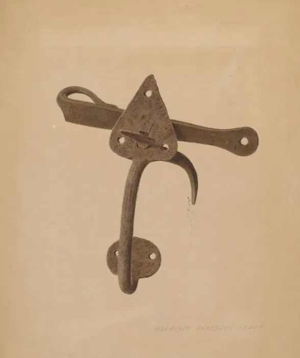 Framed Print : Handled Door Latch, 1940. Creator: Alexander Anderson Framed Print : Handled Door Latch, 1940. Creator: Alexander Anderson