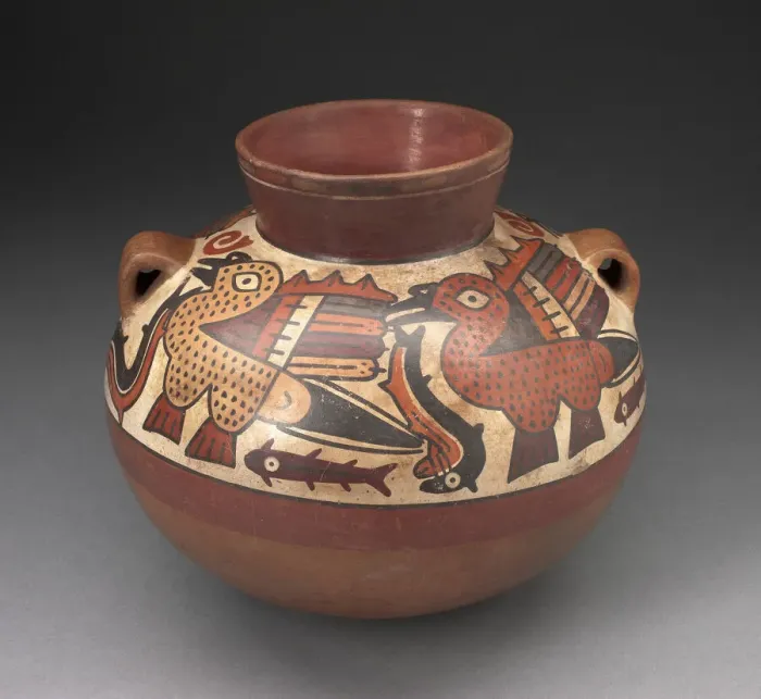 Framed Print : Handled Jar Depicting Birds Catching Fish, 180 B. C. / A. D. 500. Creator: Unknown Framed Print : Handled Jar Depicting Birds Catching Fish, 180 B. C. / A. D. 500. Creator: Unknown