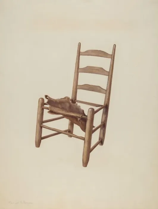 Framed Print : Handmade Chair - Rawhide Seat, c. 1939. Creator: Manuel G. Runyan Framed Print : Handmade Chair - Rawhide Seat, c. 1939. Creator: Manuel G. Runyan