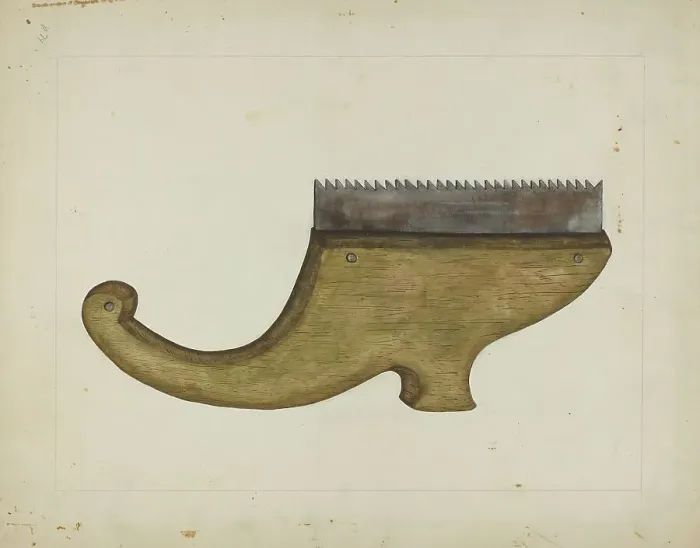 Framed Print : Handmade Saw, c. 1937. Creator: Evelyn Bailey Framed Print : Handmade Saw, c. 1937. Creator: Evelyn Bailey