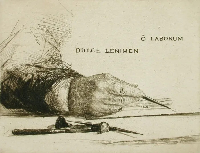 Framed Print : Hands Etching - O Laborum, 1865. Creator: Francis Seymour Haden